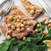 Emeril's Chicken Paillards with Chickpea Relish and Arugula