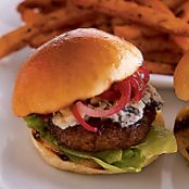 Stilton Sirloin Burgers with Onion Jam