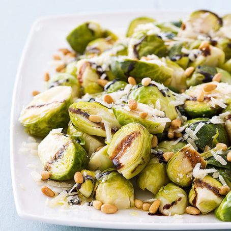 Slow-Cooker Balsamic-Glazed Brussel Sprouts with Pine Nuts