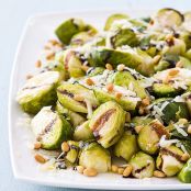 Slow-Cooker Balsamic-Glazed Brussel Sprouts with Pine Nuts