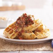 ZUCCHINI-CHEDDAR WAFFLE WITH BACON BUTTER