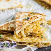 CARAMELIZED ONION & SMOKED GOUDA QUESADILLAS