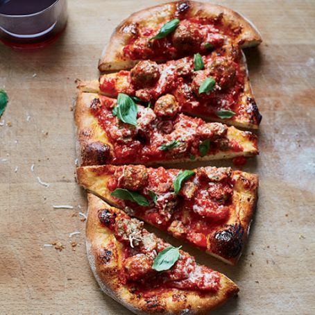 Pizza with Baked Meatballs