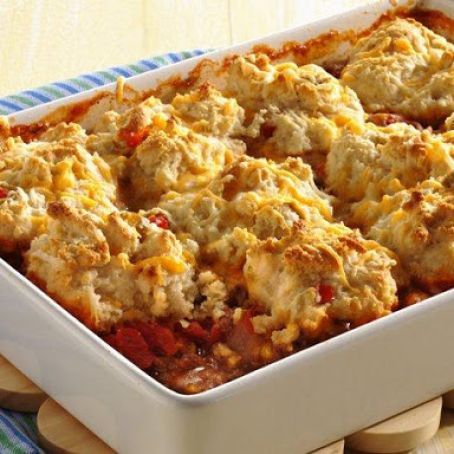 Biscuit-Topped Beef and Corn Casserole