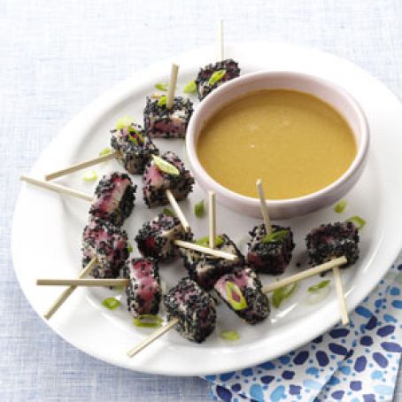 Asian Tuna Bites with Dijon Dipping Sauce