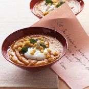 Roasted Sweet Potato Soup with Curried Apples