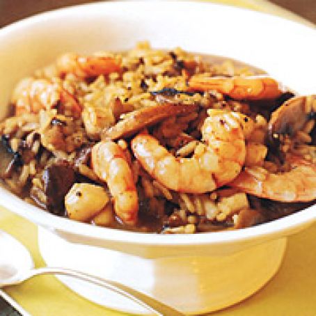 Shrimp and Bay-Scallop Risotto with Mushrooms