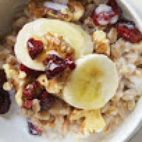 Farro with Bananas, Walnuts, and Dried Cranberries
