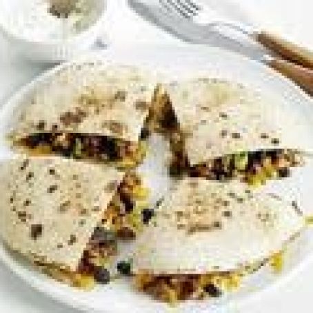 Meatloaf Quesadillas with Cilantro Cream
