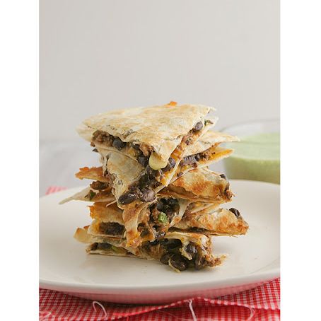 Meatloaf Quesadillas with Cilantro Cream