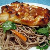 miso-braised cod with soba salad
