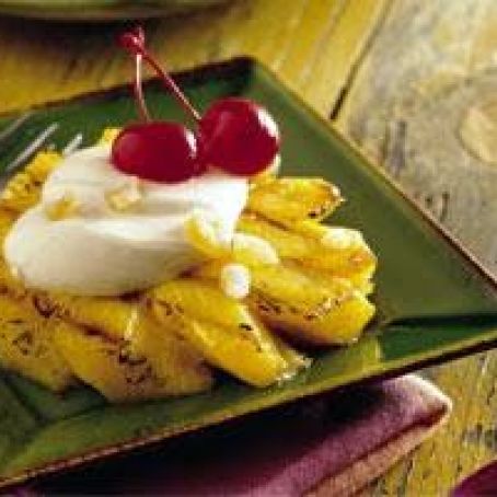 Grilled Pineapple Slices with Ginger Cream