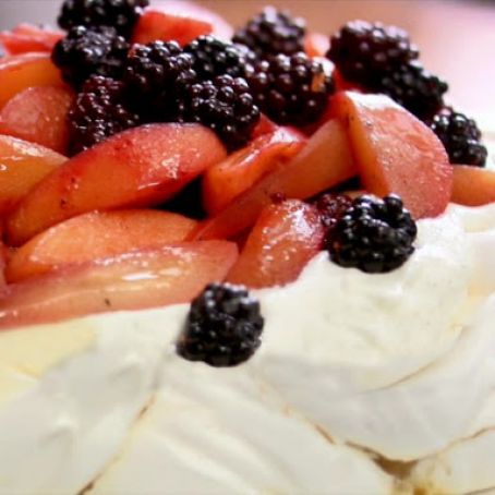 Spiced Blackberry, Pear and Apple Pavlova
