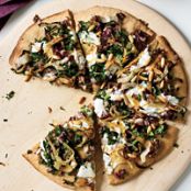 Whole-Wheat Pizza with Onions and Bitter Greens