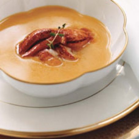Pumpkin Soup with Creole Lobster