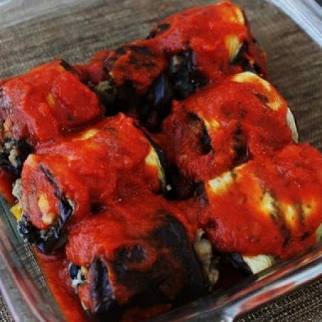 Eggplant Rollups with Black Bean-Potato Stuffing