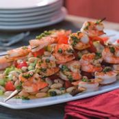 SHRIMP - Grilled Shrimp Skewers over White Bean Salad