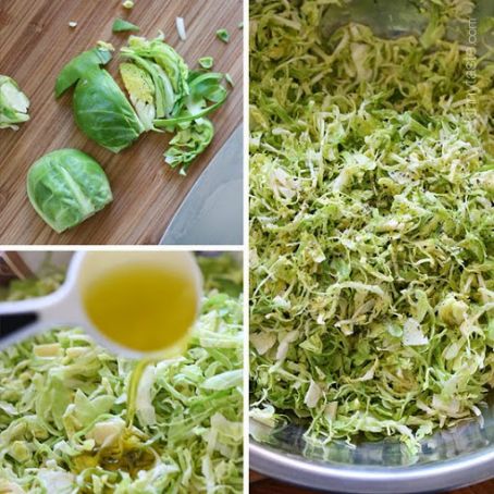 Raw Shredded Brussells Sprouts with Lemon and Oil (Skinny)