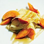Cornmeal Crepes with Peaches and Caramel