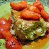 Buttermilk Pear Cake with Rum Soaked Strawberries