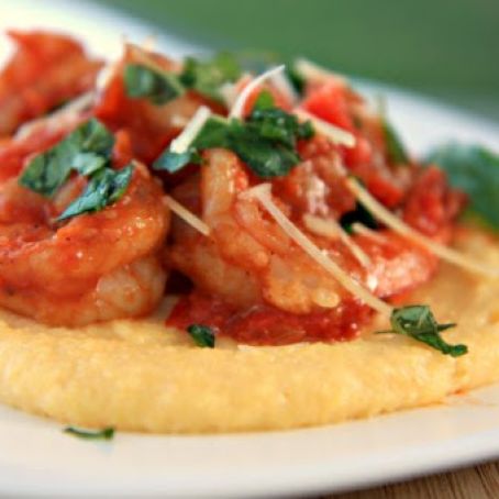 Spicy Tomato Shrimp with Creamy Polenta