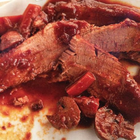 Red-Wine Braised Brisket with Cremini, Carrots & Thyme