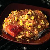 Chili-Cheddar Grits with Grilled Corn and Tomatoes