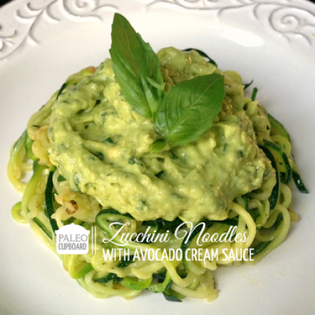 Paleo Zucchini Noodles with Avocado Cream Sauce