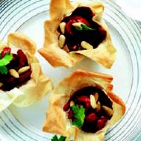 Mediterranean Phyllo Cups with Chèvre, Red Pepper & Pine Nuts