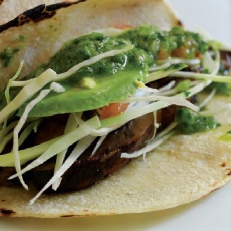 Grilled Portobella Tacos with Salsa Verde