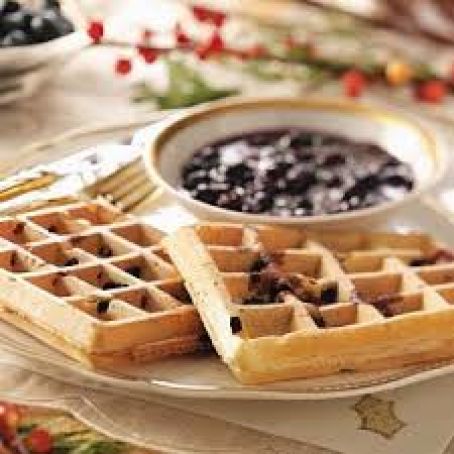 Blueberry Waffles with Blueberry Sauce