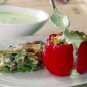 Couscous-Stuffed Peppers with Basil Sauce