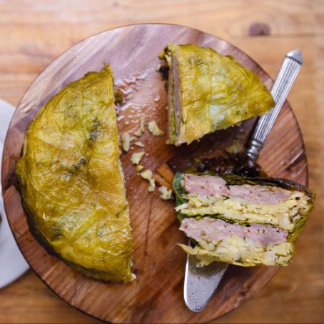 Stuffed Cabbage Cake with Sausage