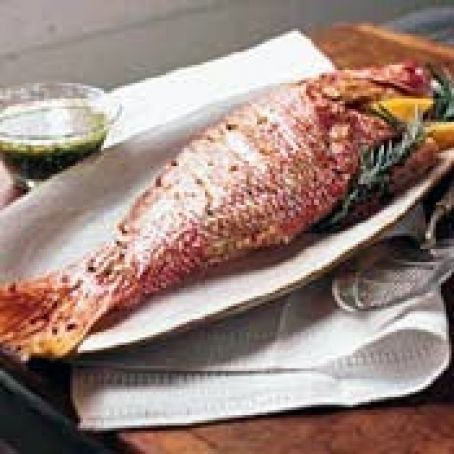 WHOLE ROASTED SNAPPER w/PARSLEY VINAIGRETTE