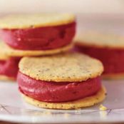 Lemon-Poppy Polenta Cookie and Huckleberry Sorbet Sandwiches