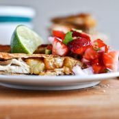 Caramelized Pineapple Quesadillas. [with Spicy Strawberry Salsa!]