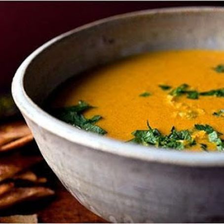 CARROT & TAHINI SOUP w/PITA CRISPS