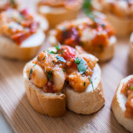 Roasted Red Pepper and Canellinini Bean Bruschetta