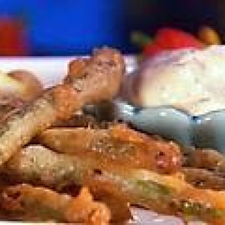 Beer Battered Asparagus with a Lemon Herbed Dipping Service