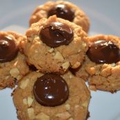 cookie - Crunchy Almond Butter Thumbprints with Dark Chocolate