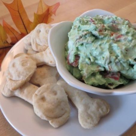Green Goblin Dip with Skeleton Bone Crackers