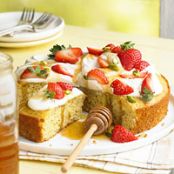 Pistachio-Honey Cake with Berries and Cream
