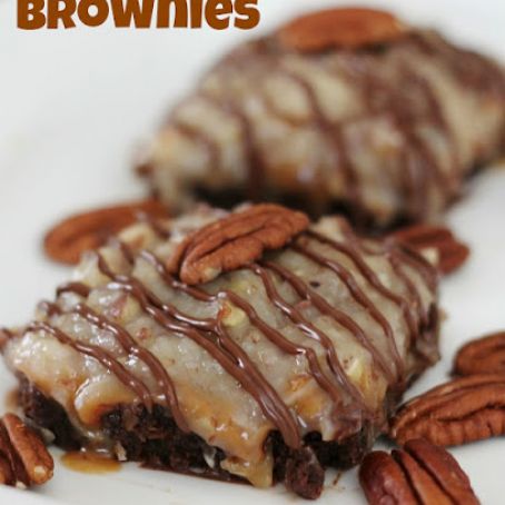 Best Ever German Chocolate Brownies with Pecan Topping