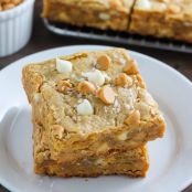 Thick and Chewy White Chocolate Peanut Butter Blondies