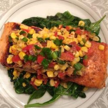 Grilled Salmon with Bacon and Corn Relish