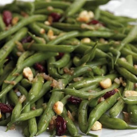 Green Beans with Dried Cranberries and Hazelnuts