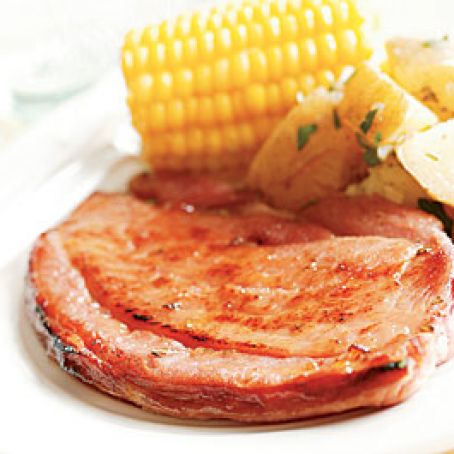 Ham Steak with a Sweet & Spicy Rosemary Glaze