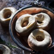 Rosemary and lavender baked doughnuts with white chocolate glaze