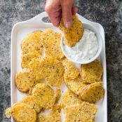 Crispy Parmesan Potatoes with Chive Sour Cream