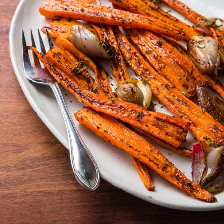 Roasted Carrots and Shallots with Variation